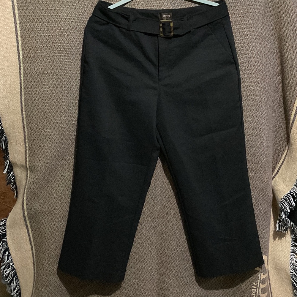 Crosby Black Cropped Belted Trousers